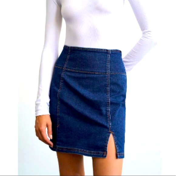 Free People Dresses & Skirts - 💥NWT💥 Free People “Holding Onto A Dream” Denim Mini Skirt